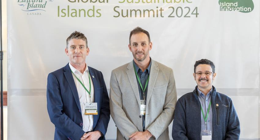 David O'Sullivan with other speakers at the Global Sustainable Island Summit